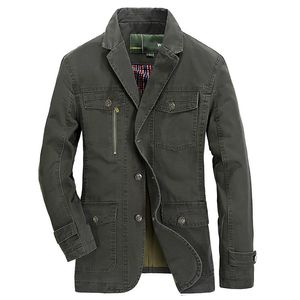 Herrjackor våren Autumn Casual Military Blazer Jacket Män Bomull Tvättade rockar Army Bomber Suit Cargo Trench plus storlek 5xl klädsmän