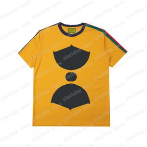 Yaprak Tişört toptan satış-22SS Erkek Kadın Tasarımcılar Tişörtler Tee Yaprak Baskı Kısa Kol Mürettebatı Boyun Sokak Giyim Sarı Xinxinbuy S XL