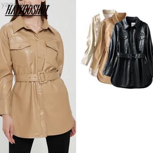 ZA New Design Pu Leather Women Winter Winter Saches Coat Female Quality Outwear Women Jacket بالإضافة إلى حجم L220801