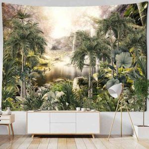 Rei Palmscape Plant Tapestry Natural simples parede tropical psicodélica pendurada Decoração de casa estética J220804