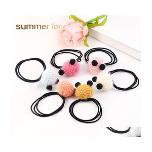 Hair Rubber Bands Sale Korean Style Girls Cute Headband Soft Fake Fur Ponytail Holder Rope Accessories Elastic Hairball Jewelry Drop Dhlyc