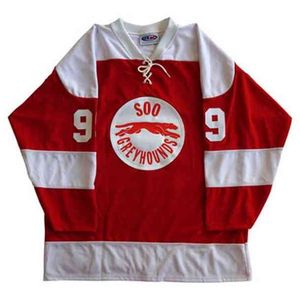 Thr 99 Wayne Gretzky Soo Greyhounds Hockey-Trikot mit Stickerei und Nähten. Passen Sie Trikots mit beliebiger Nummer und Namen an