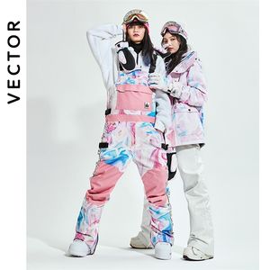 Vector homens mulheres jaqueta de esqui calças bib macacão inverno quente à prova de vento impermeável esportes ao ar livre snowboard 220812