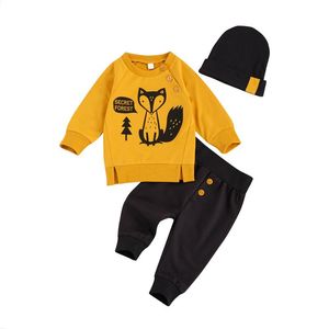 Conjuntos de roupas 0-24m Nascido garoto bebê menino de menina conjunto de roupas de manga longa impressão de animal terno de calça de calça