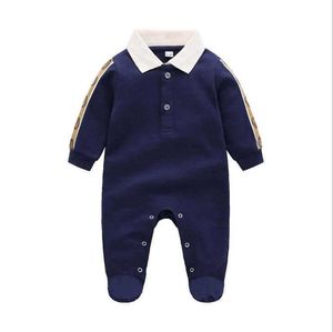 Neonati maschi Pagliaccetti Lettere Stampa Tute a maniche lunghe per bambini Primavera Autunno Infantile Colletto rovesciato Onesies Bambini Cotone lavorato a maglia