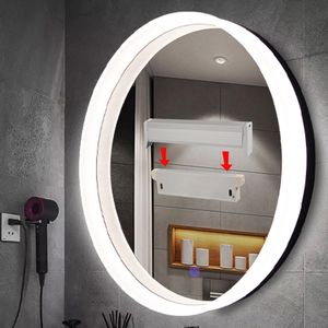Внутреннее освещение Акриловое круглое зеркало для ванной комнаты с запатентованным бревком питания Eazy Установка