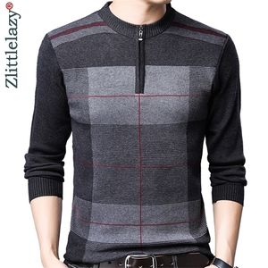 Zipper Thick Warm Winter Striped Knitted Pull Sweater Men Wear Jersey Mens Pullover Knit Mens Sweaters Male Fashions 93003 201125