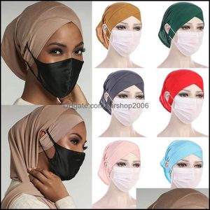 Beanie/Skl Caps Hats Hats Scarves Gloves Fashion Accessories Soft Fl Er Inner Hijab Muslim Stretch Turban Cap Islamic Head Wrap Bonnet Un