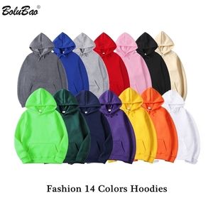 Bolubao Trendiga Märke Män Solid Hoodies Mäns High Street Fashion Hooded Sweatshirts Casual Pullover Man 220402