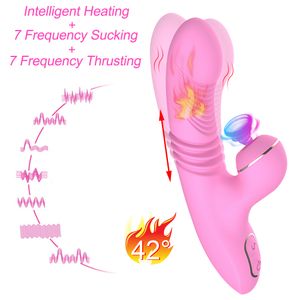 G Spot Sucker Vibrator Dual Motor Heizung Thrusting Saugen Klitoris Vibrierender Dildo Nippel Stimulator Erwachsene sexy Spielzeug für Frauen