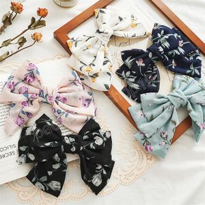 Bow Hairpins Hair Ties Clips Three Layer Butterfly Floral Girls Söta Bowknot Barrette Headwear Barrettes Hair Holder