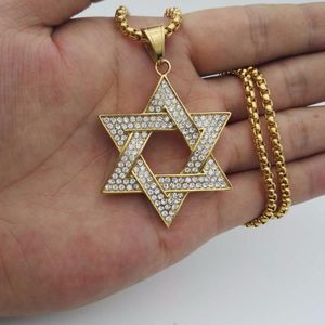 Collane a ciondolo stella ebraica della collana David uomini/donne pipistrello mitzvah regalo in acciaio inossidabile israelino judaica hiphop hiphop ghiacciato gioiello