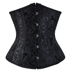 Caudutas Corset Underbust feminino gothc Sexy lingerie top jacquard fleal fleal halloween plus size vermelho branco preto rosa verde 220615