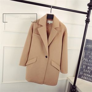 High quality Double-faced Wool Coat Fashion Women Lapel Outwear Camel Jacket Casual Autumn Winter Elegant Overcoat 201215