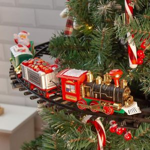 Decorazioni natalizie Il set di trenini elettrici per alberi si collega ai tuoi suoni realistici Luci regalo Giocattolo a batteria DropshipNatale di dicembre