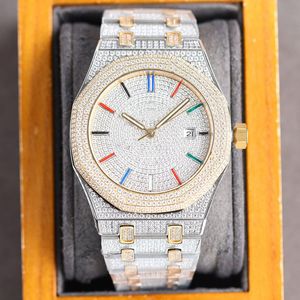 Classic Full Diamond Mens Watches Automatic Mechanical Watch 40mm Diamond Bezel Fashion Wristwatch Montre De Luxe Men Gifts