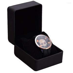 Uhrenboxen Hüllen Fashion Box Luxus PU Leder Schwarz Einzelne tragbare Reisetasche Uhren Sammler AufbewahrungsboxWatch Hele22