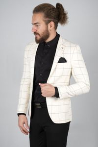 Мужские костюмы Blazers Deepsea Square Pattern One Button Slimfit Blazer Jacket 1901652men's