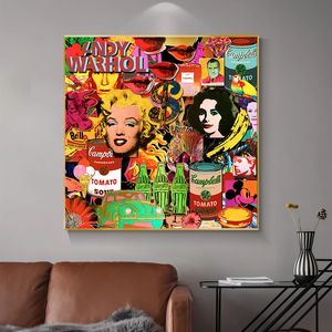 Andy Warhol Abstract Graffiti Pop Art Canvas 그림 포스터 및 인쇄 거실 홈 장식을위한 팝 스타의 벽 예술 그림