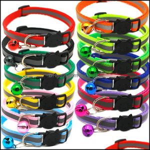Safety Breakaway Cat Dog Collars 12 Colors Reflective Nylon Pet Puppy Small Dogs Kitten Catcollar With Colorf Bell Wll15 Drop Delivery 2021