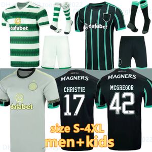 Maat S XL Celtic Soccer Jerseys Away Black Edouard Johnston Griffiths McGregor Maillots de Foot Forest Football Shirts Uniformen Volledige set Mannen Kinderen