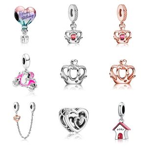 Wholesale 30pcs Post Mom Crown Motorcycle Hot Air Balloon Dangle Charms Bead Silver Charms Pendant Beads Fit Pandora Bracelet European Charm Beads Jewelry DIY