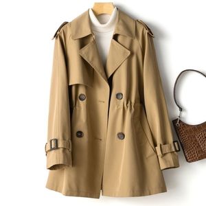 Spring and Autumn Dust Coat Women Women Midlen Comnght Loose Khaki Trench Coats British Style Double Bastted Jacket Foment's Clothing 220812