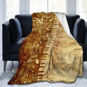 Blankets Flannel Blanket Piano Keys With Musical Notes Light Thin Mechanical Wash Warm Soft Throw On Sofa Bed Travel PatchworkBlankets