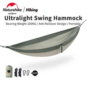 NatureHike Ultralight 1/2 Swing Hammock Portable 600G Anti Rollover Outdoor Forest Camping Hammock 200kgベアリングウェイトH220419