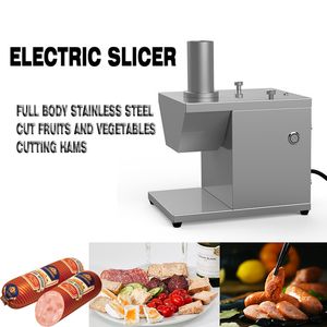 Multifuncional Susage Eletric Slicer Slicer Vegetal Aço inoxidável Desktop Batata Slice Faca Cutter Small Machine 130W Comercial