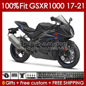 OEM Black Matte Fairings för Suzuki GSXR-1000 GSXR 1000 CC K17 2017-2021 146NO.181 GSXR1000 17 18 19 2020 2021 GSX-R1000 1000CC 2017 2018 2019 20 21 Injektion Mögel kropp