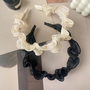 Fashion Women Headband Lace Pleated Hairband Fresh Summer Headwear Adult Handmade Hair Accessories