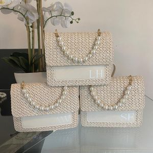 Geschenkverpackung, personalisierte Braut-Perlenhandtasche, gewebte Tasche, Junggesellinnenabschieds-Clutch, Brautjungfer, individueller Name, Hochzeits-Clutch