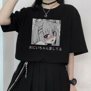 Homens camisetas Harajuku Anime sexy T-shirt de manga curta homens e mulheres algodão puro impresso casal no pescoço parto de verão feminino kawaii