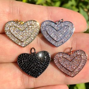 Takılar 5pcs Kübik Zirkonia Pave Kalp Altın Kaplama Kolye Moda Mücevher Yapımı Bilezikler Kolye Accessories Charms