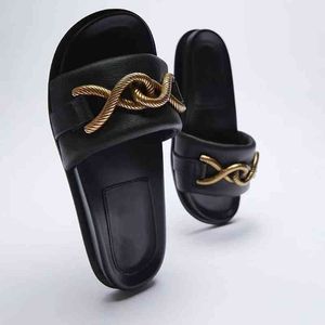 Kapcia ślizgają się damskie buty platformowe nowe metalowe sandały plażowe bugi wygodne