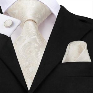 Bow Ties Ivory Champagne Paisley Jedwabny krawat ślubny dla mężczyzn Condyk Mankielink Prezent Męs