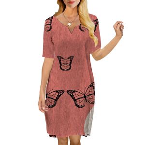Kobiet sukienki Vintage Butterfly z nadrukiem 3D luźna luźna sukienka z krótkim rękawem na sukienki dla kobiet sukienki klubowe 220616