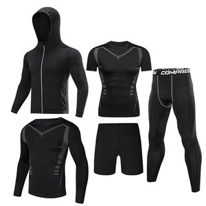 5pcs / Set Erkekler Trailsuit Spor Salonu Fitness Sıkıştırma Spor Takım Kıyafetleri koşu Jogging Spor Giyim Egzersiz Egzersiz Taytları 220610