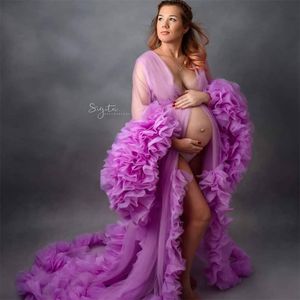 2022 sukienki na studniówkę Ruffles szaty macierzyńskie do sesji zdjęciowej Kobieta w ciąży seksowne suknie wieczorowe