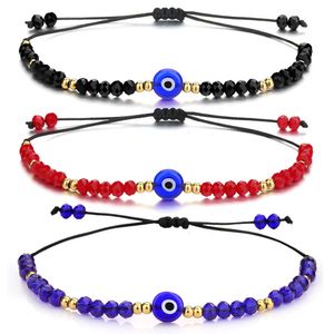 Braccialetto di perline occhio blu rosso malvagio turco Catena di corda intrecciata Braccialetti di perline di cristallo colorato per regali di gioielli fatti a mano da donna