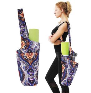 Kvällspåsar tryckta yoga matta väska gym case för momen män pilates fintess övning kudde lätt bära ryggsäck dans sport