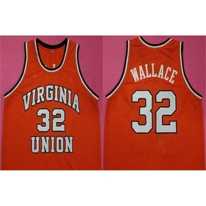 Nikivip Virginia Union University Ben Wallace # 32 Orange College Maglia da basket retrò Maglia da uomo personalizzata con nome numerico cucita