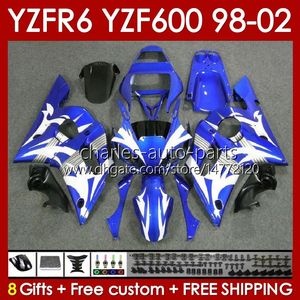 ingrosso Yamaha R6 2001 Carenature Bianco-Kit Bodys per Yamaha YZF R6 R YZF600 CC Bodywork No Blue White YZF CC YZF YZFR6 Frame YZF R6 Full equota