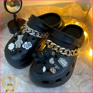 Trendy Metal Chain Croc Charms Designer DIY Quality Shoes Decaration Charms for JIBB Anime Chain Clogs Women Kids Girls Gifts