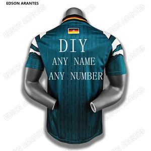 Vintage Green Alemanha Camiseta Men Nome Diy Número Classic Deutschland 1996 Jersey Sleeve Casual Fãs unissex Drop Ship 220704