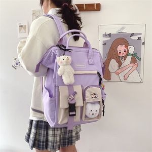 Grande capacidade mochila feminina à prova dwaterproof água bonito mochila kawaii menina portátil saco de viagem ombros para mulheres 220815