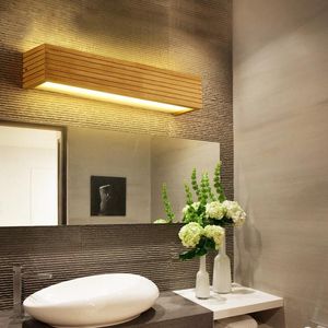 Vägglampa modern led inomhus lampor trä spegel badrum ljus fåfänga lampor fixtur utgör armaturen japan design varm hem dekorwall