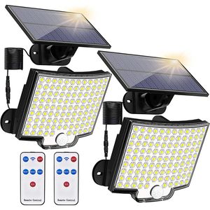 Lampade da parete solari da esterno 106 LED Sensore di movimento super luminoso Solars Lampada da giardino a LED a forte potenza IP65 Impermeabile 3 modalità di lavoro