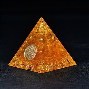 Orange orgone pyramid emf skydd kvarts reiki meditation orgonite dekor